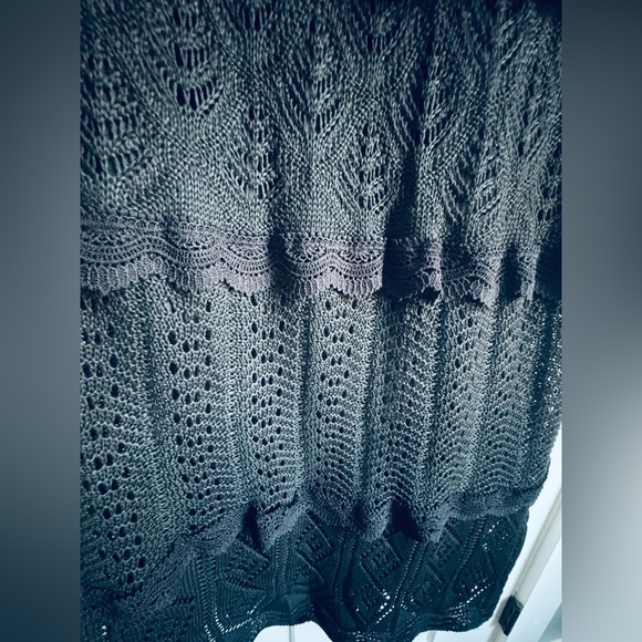 NWT Solitaire 2pc Black Skirt Shirt Crocheted Outfit M - Picture 6 of 7